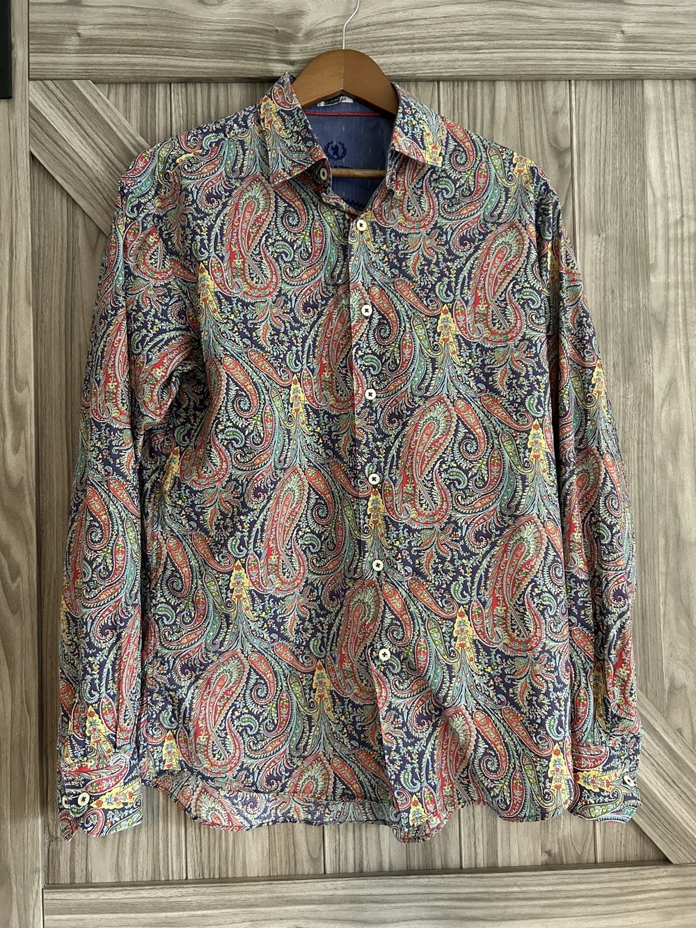 BUGATCHI Shaped Fit Paisley Button Down Shirt Multicolor Cotton Size M